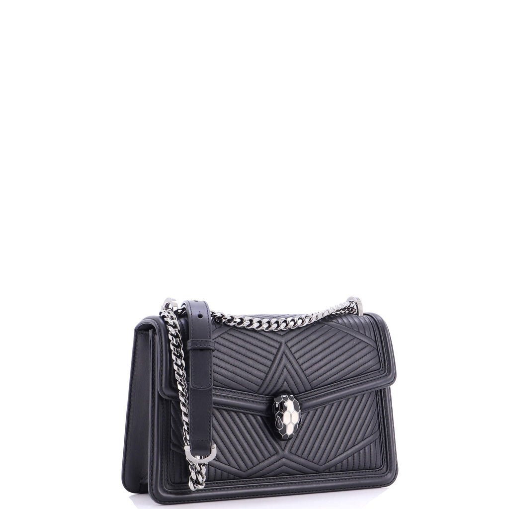 Serpenti Diamond Blast Shoulder Bag Quilted Leather Small