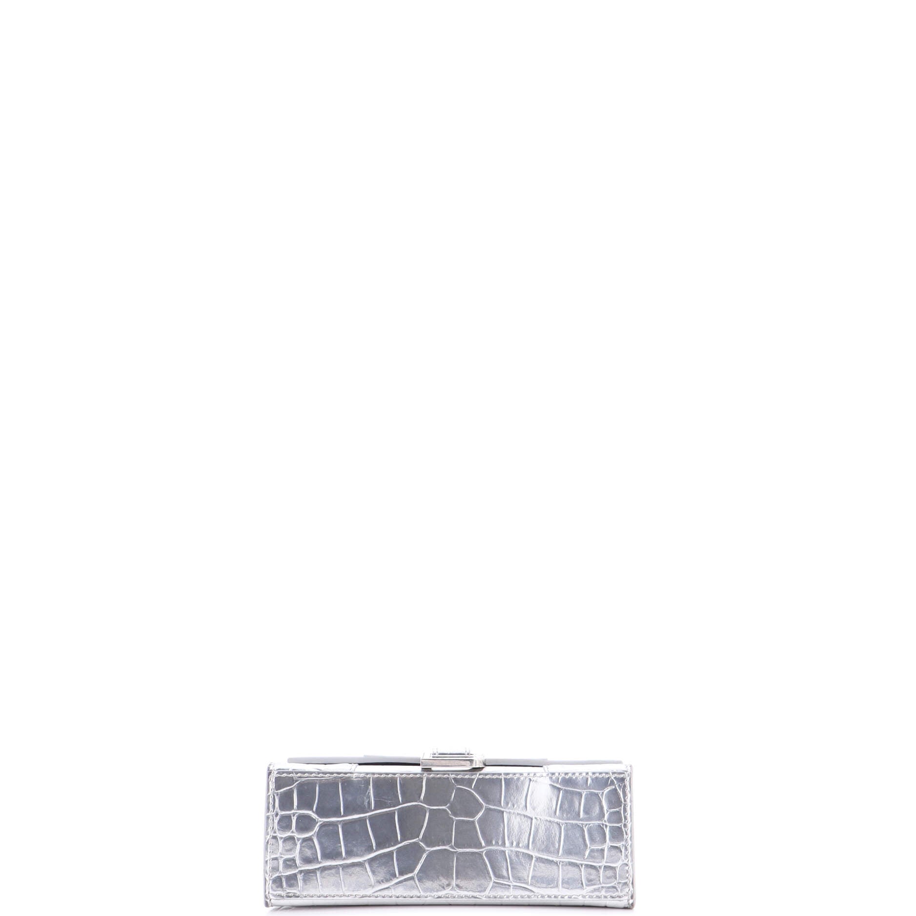 Hourglass Top Handle Bag Crocodile Embossed Leather XS