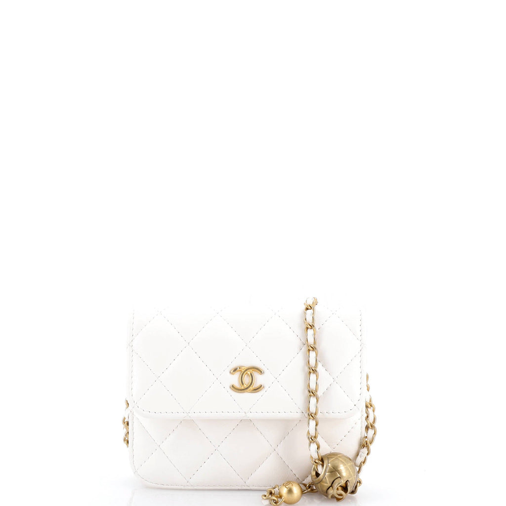 Pearl Crush Flap Clutch with Chain Quilted Lambskin Mini