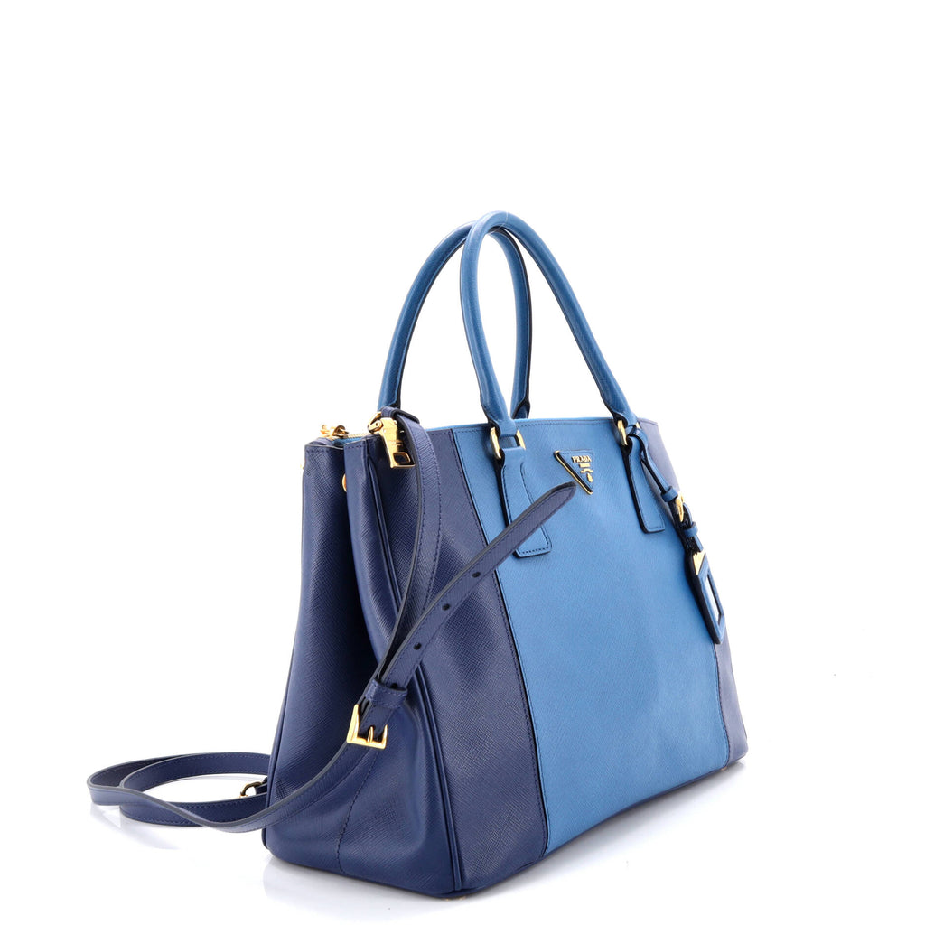 Bicolor Double Zip Lux Tote Saffiano Leather Medium