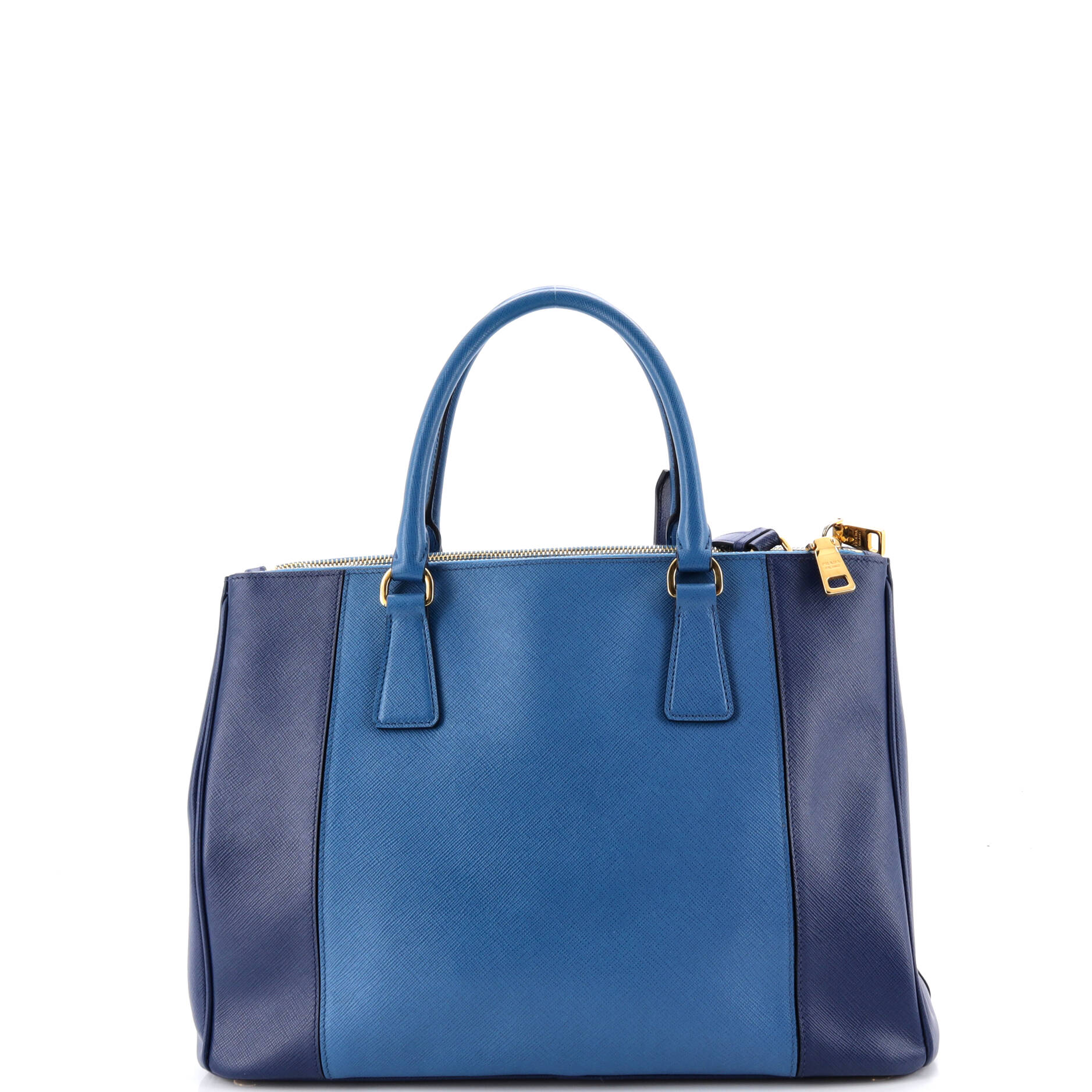 Bicolor Double Zip Lux Tote Saffiano Leather Medium