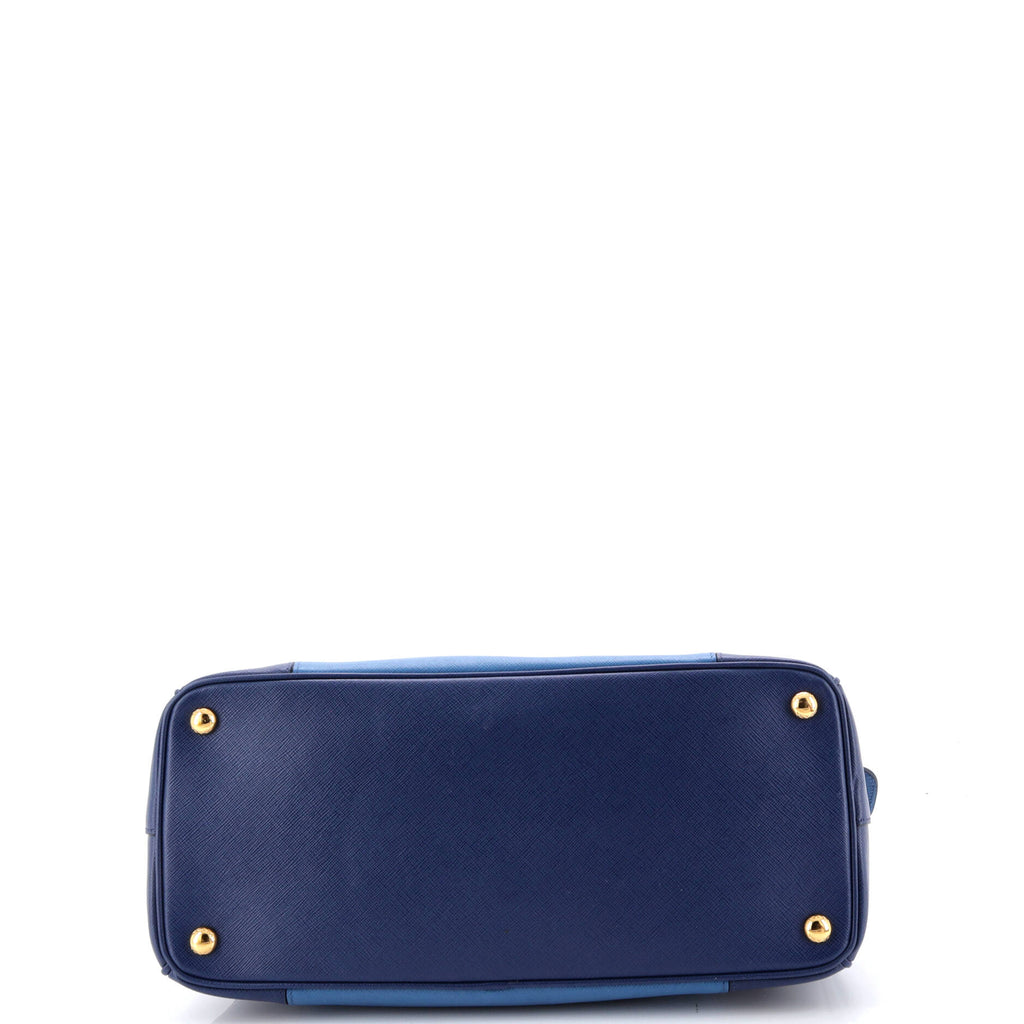 Bicolor Double Zip Lux Tote Saffiano Leather Medium