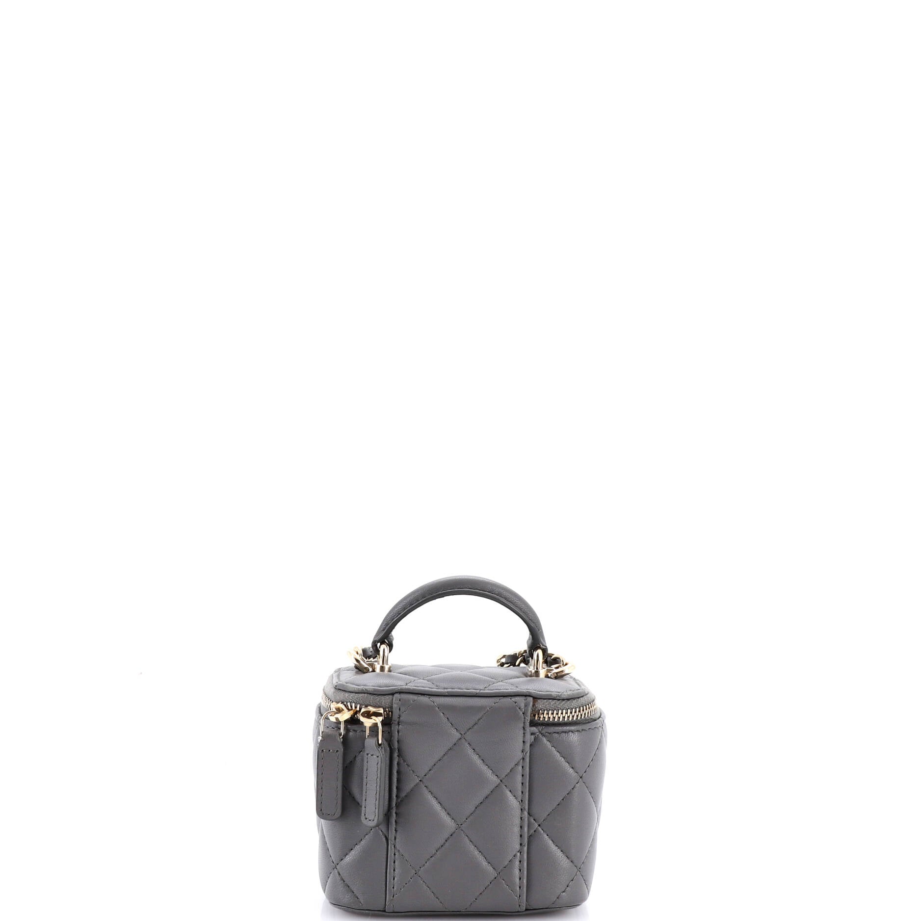 Classic Top Handle Vanity Case with Chain Quilted Lambskin Mini
