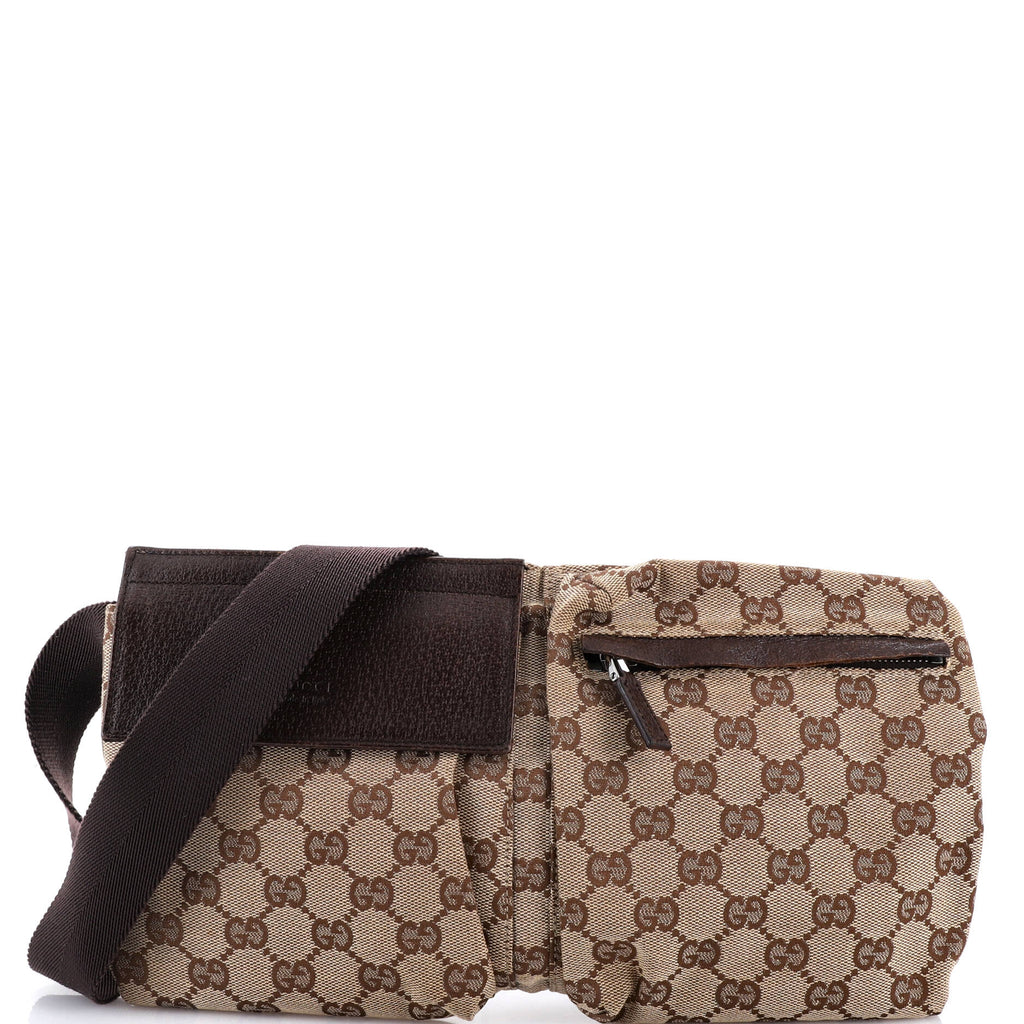 Vintage Double Belt Bag GG Canvas with Leather