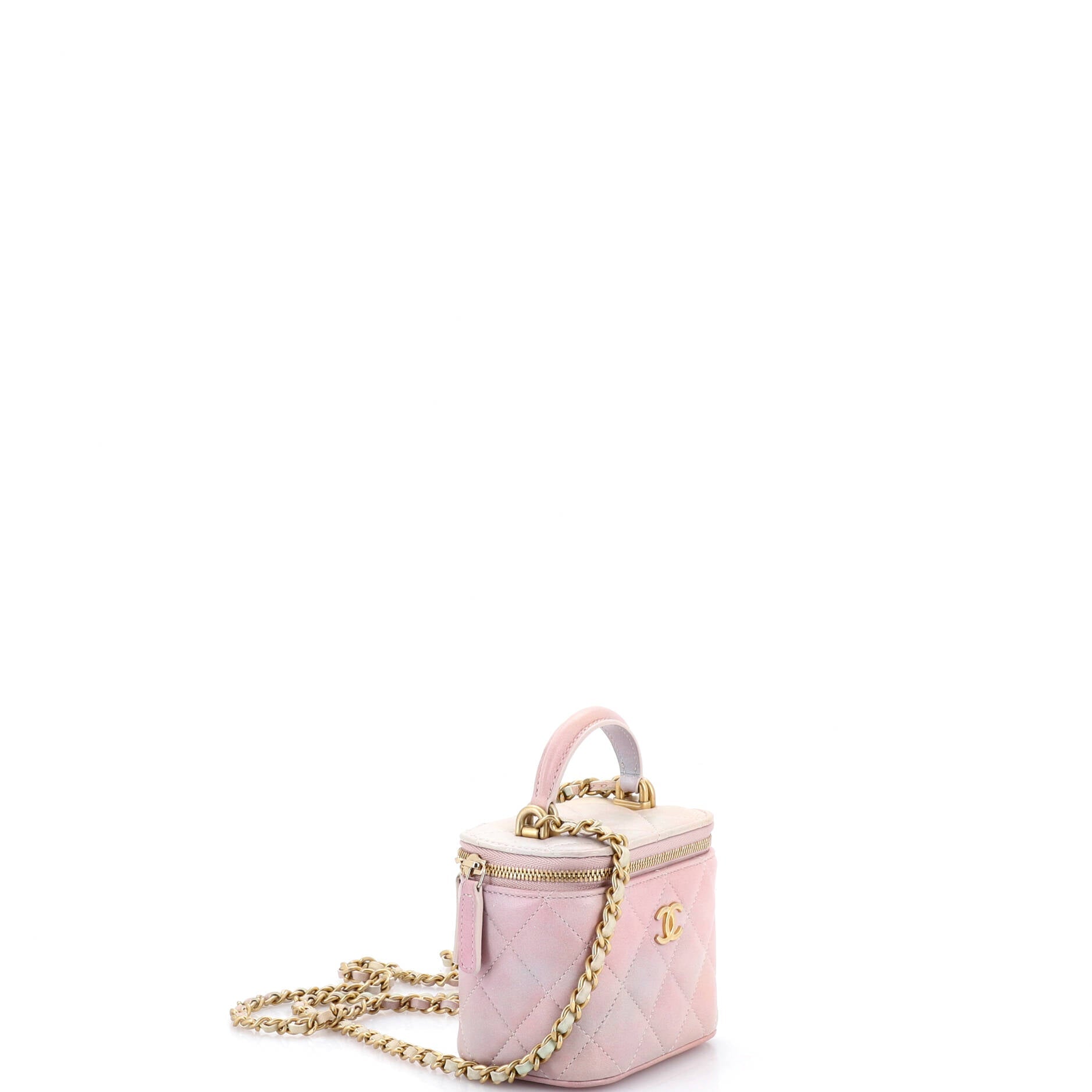 Classic Top Handle Vanity Case with Chain Quilted Lambskin Mini