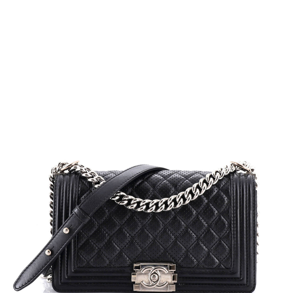Boy Flap Bag Quilted Perforated Lambskin Old Medium