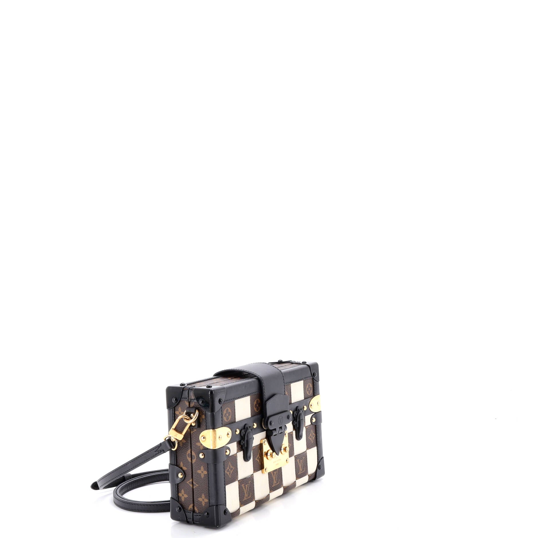 Petite Malle Handbag Damier Tressage Monogram Canvas and Leather