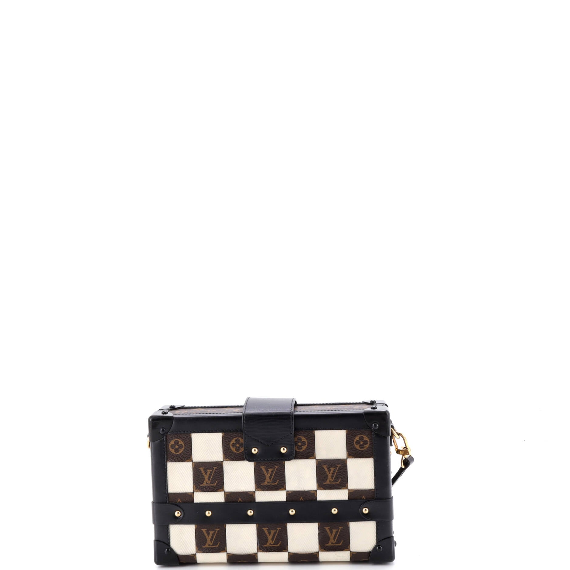 Petite Malle Handbag Damier Tressage Monogram Canvas and Leather
