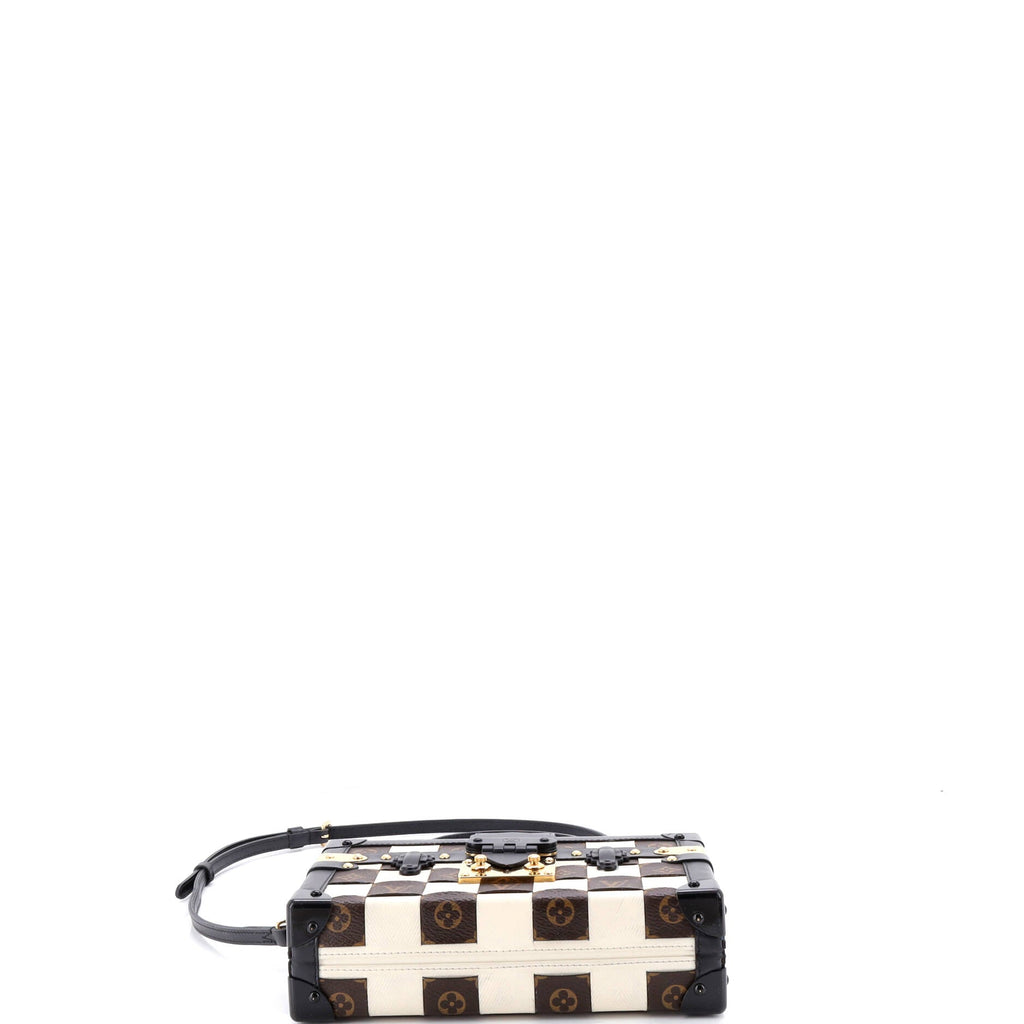 Petite Malle Handbag Damier Tressage Monogram Canvas and Leather