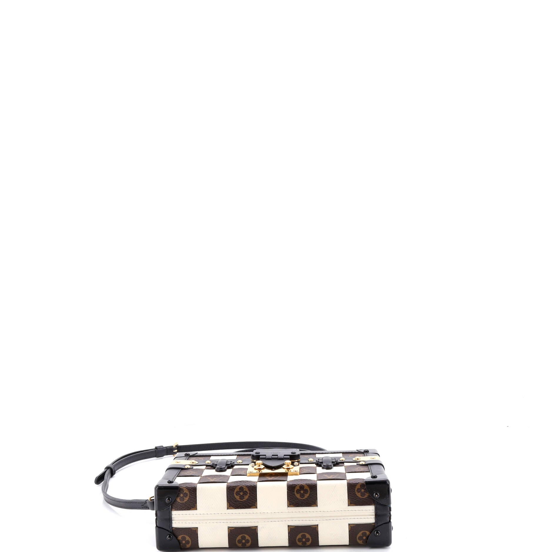 Petite Malle Handbag Damier Tressage Monogram Canvas and Leather