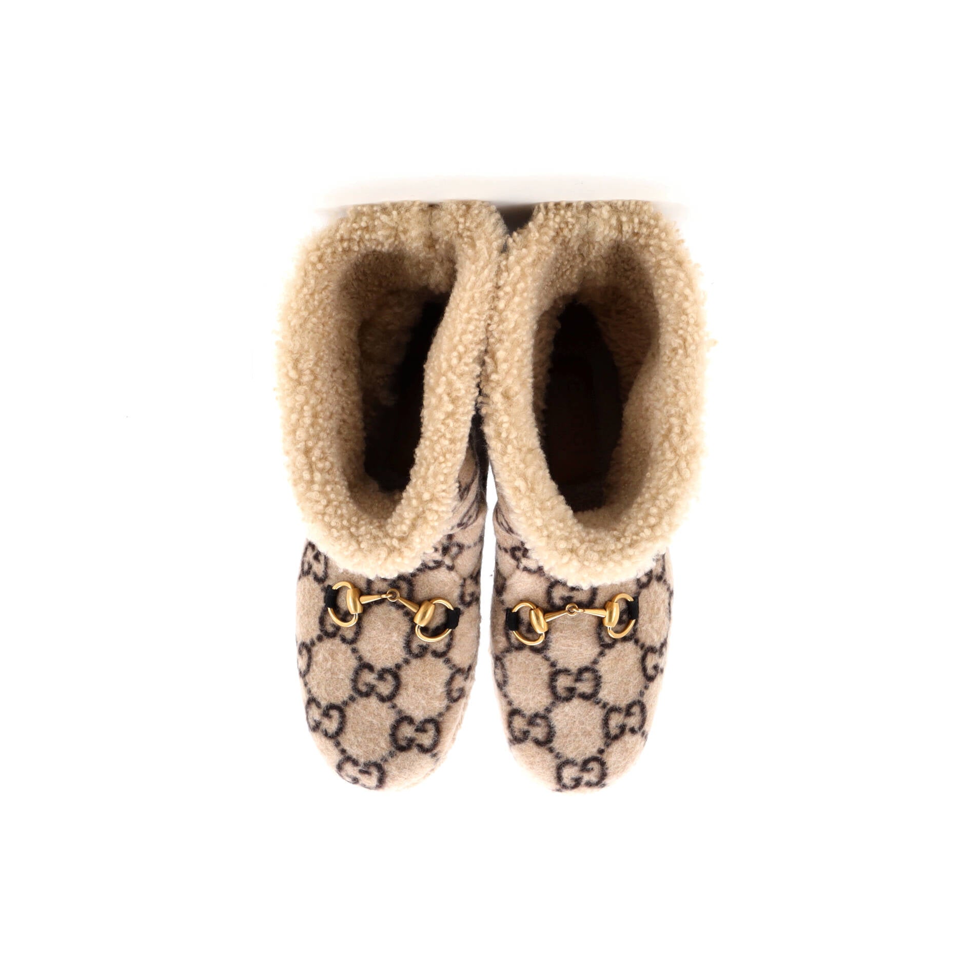 Men's Fria Horsebit Ankle Boots GG Wool and Shearling