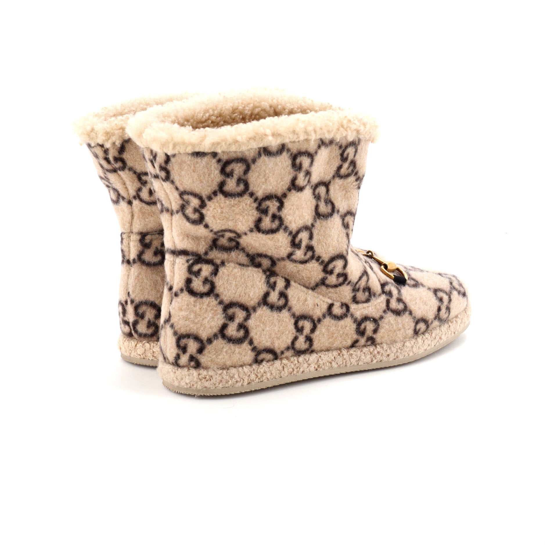 Men's Fria Horsebit Ankle Boots GG Wool and Shearling