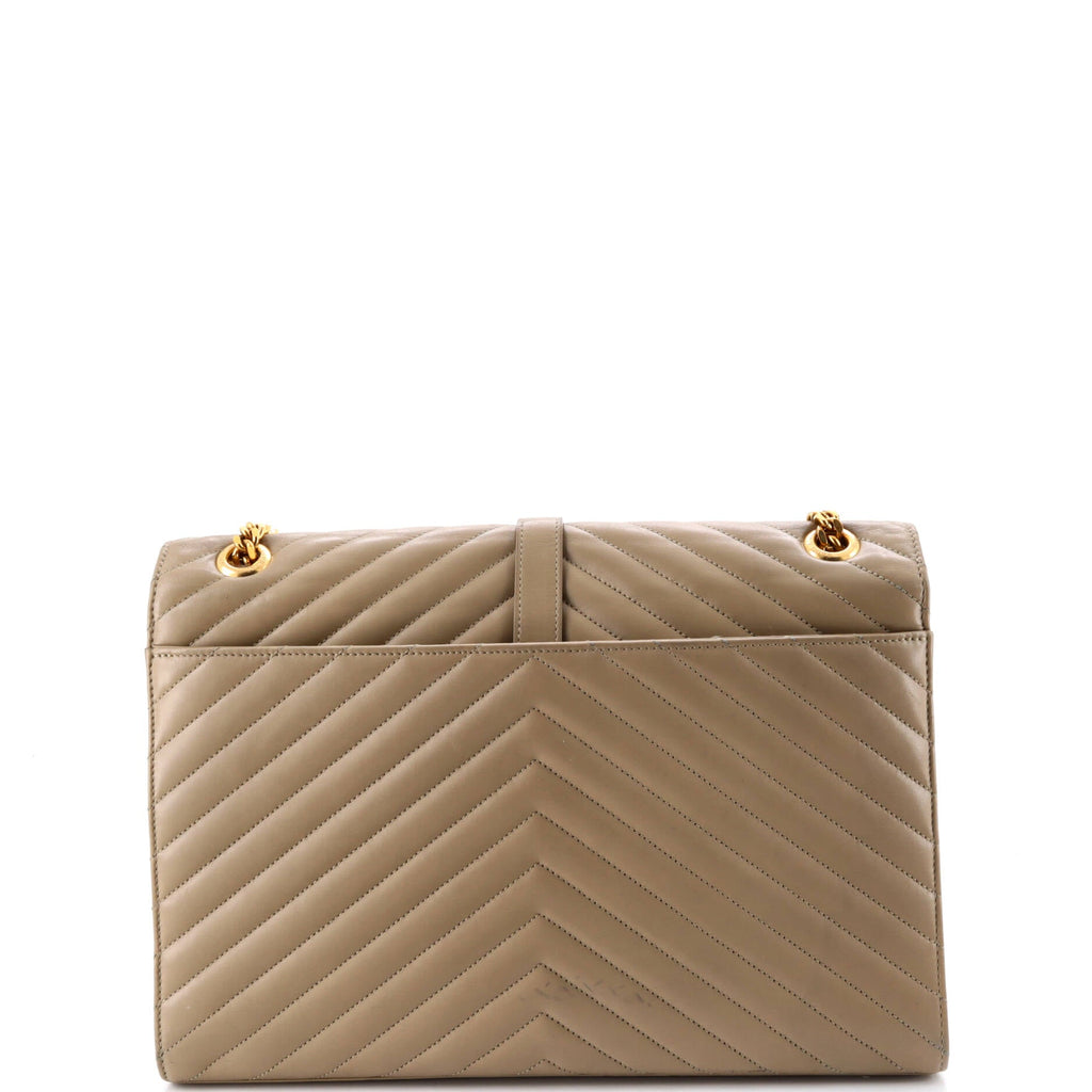 Classic Monogram Envelope Satchel Matelasse Chevron Leather Large