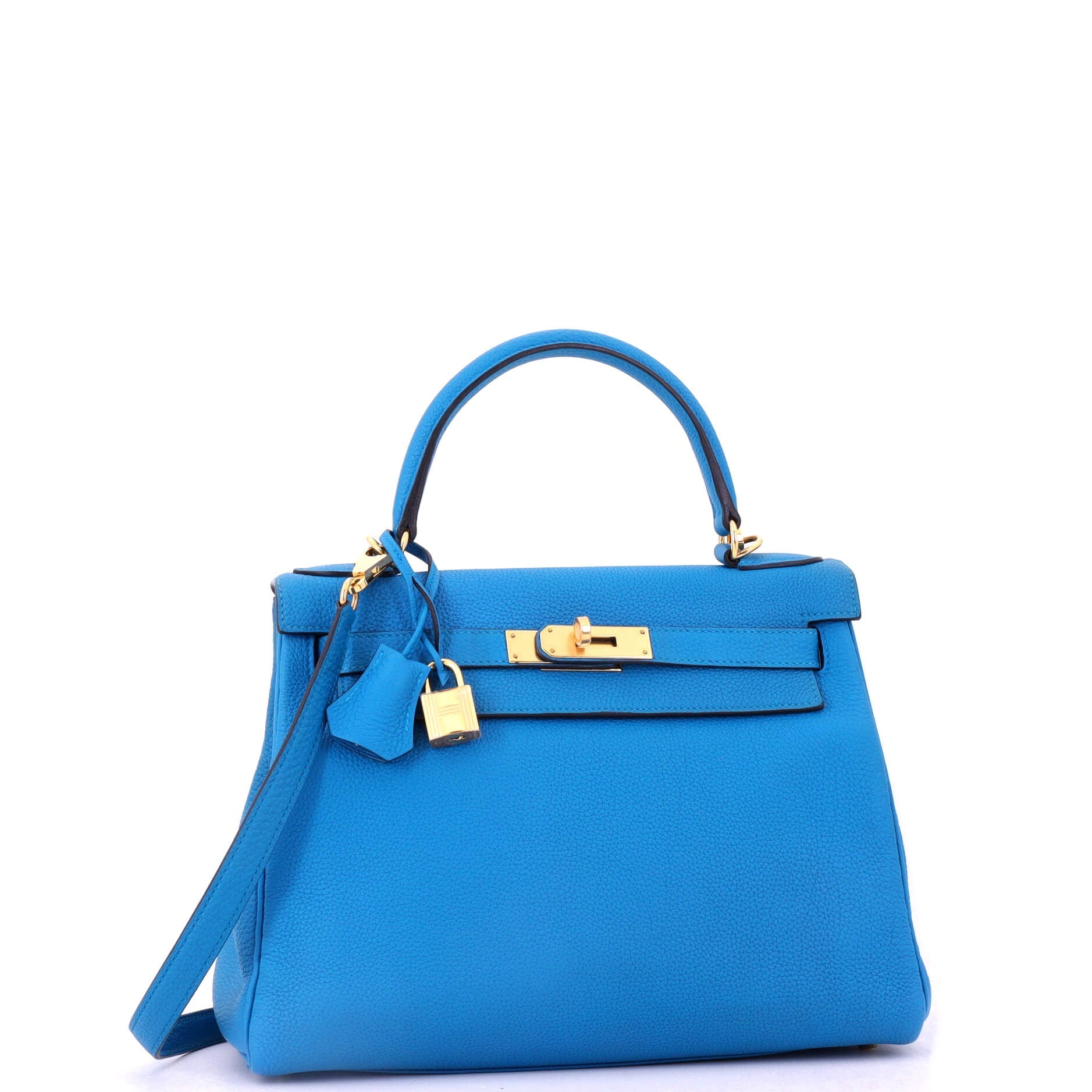 Kelly Handbag Bleu Zanzibar Togo with Gold Hardware 28