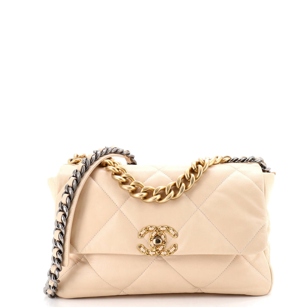 19 Flap Bag Quilted Leather Large