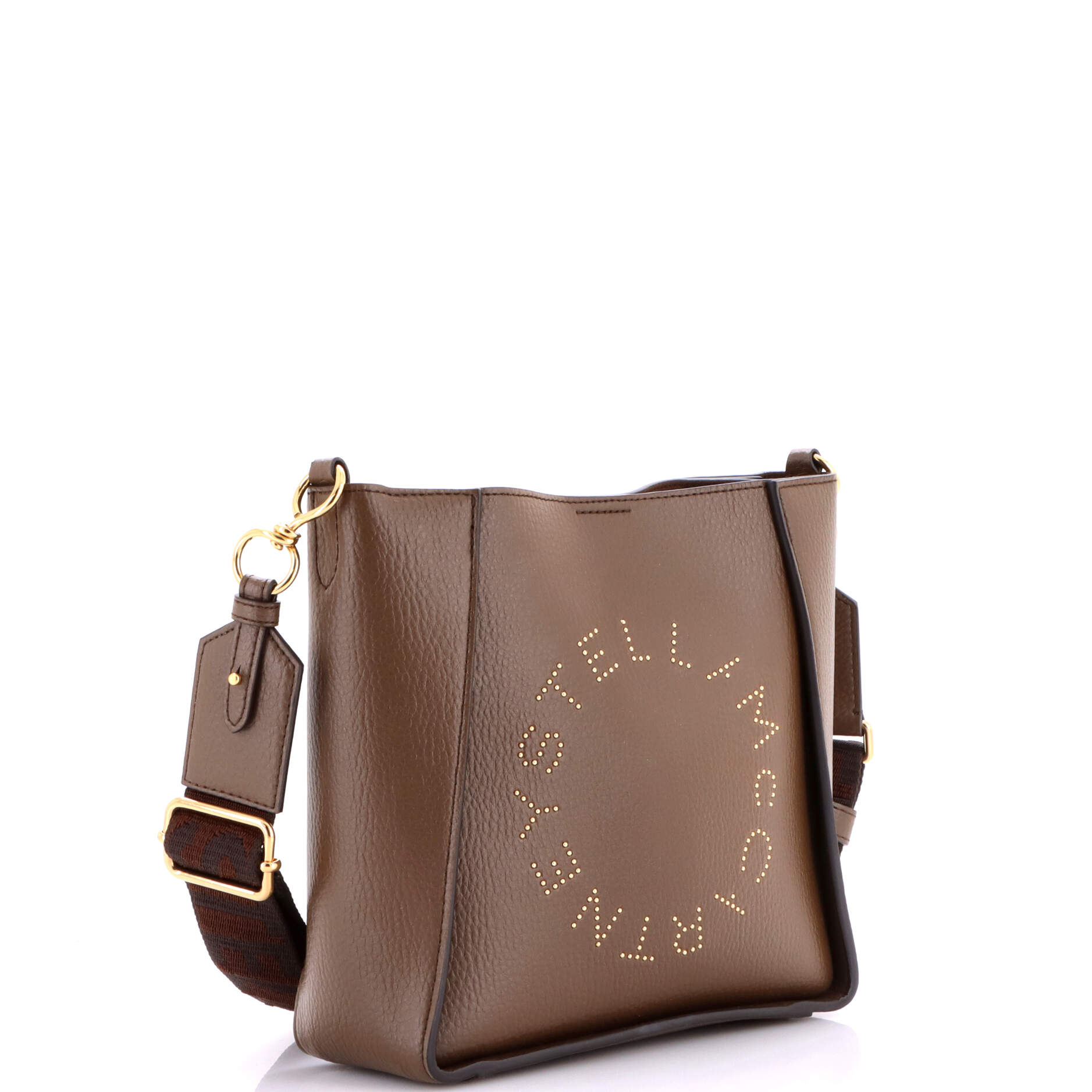 Logo Crossbody Bag Perforated Faux Leather Mini