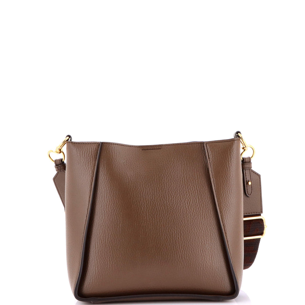 Logo Crossbody Bag Perforated Faux Leather Mini
