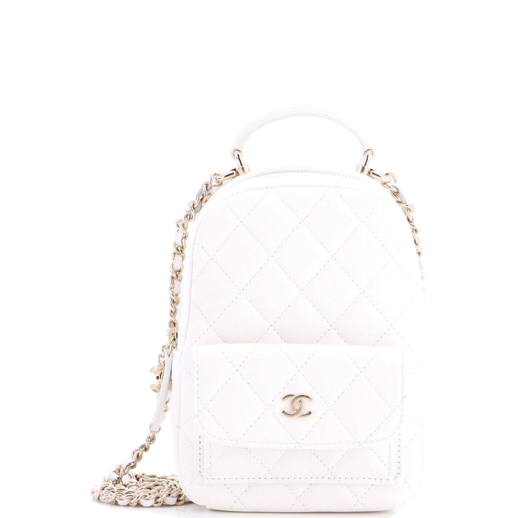 Classic CC Chain Pocket Backpack Quilted Caviar Mini