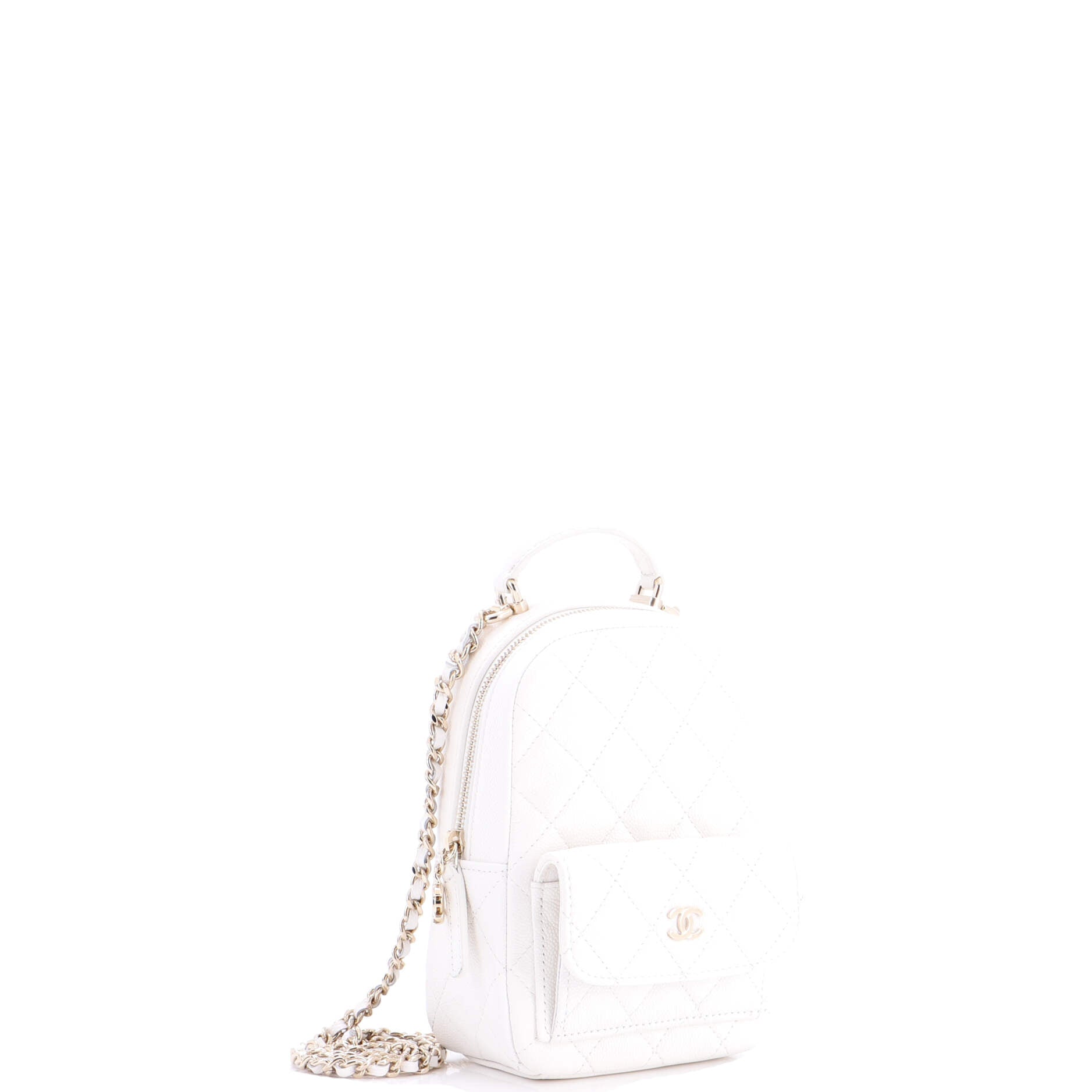 Classic CC Chain Pocket Backpack Quilted Caviar Mini