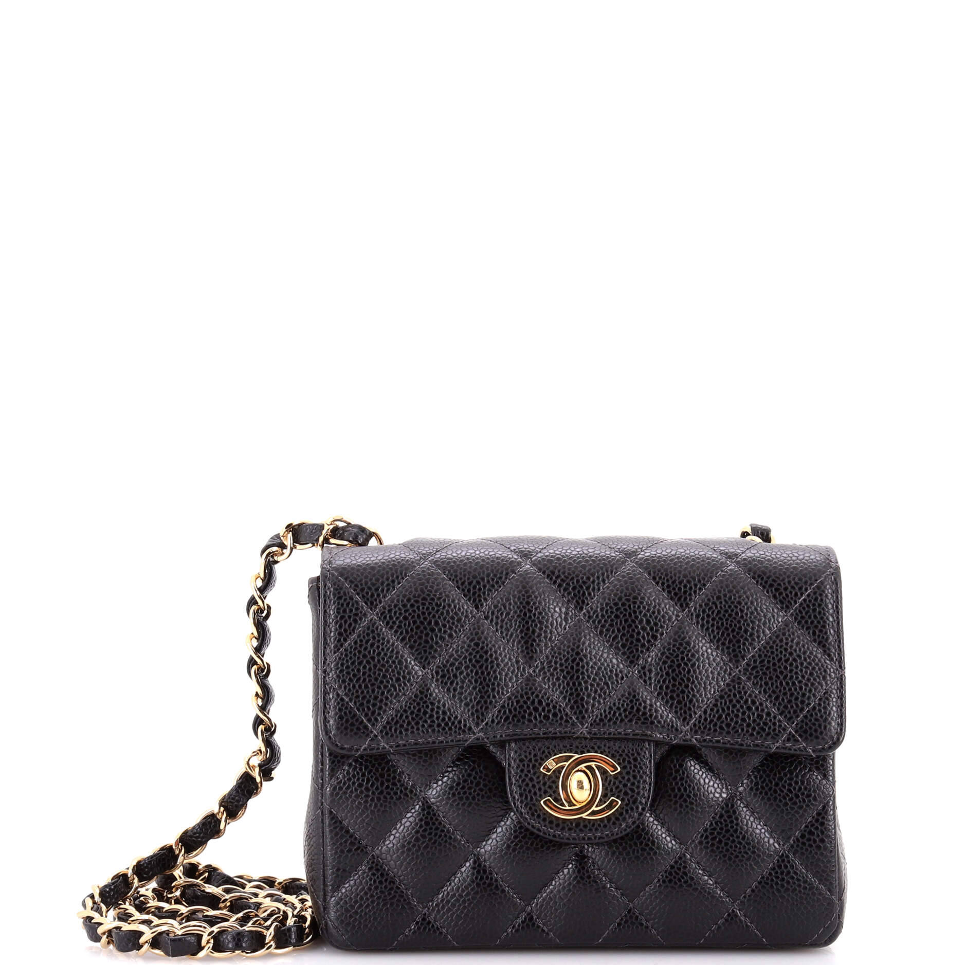 Vintage Square Classic Single Flap Bag Quilted Caviar Mini