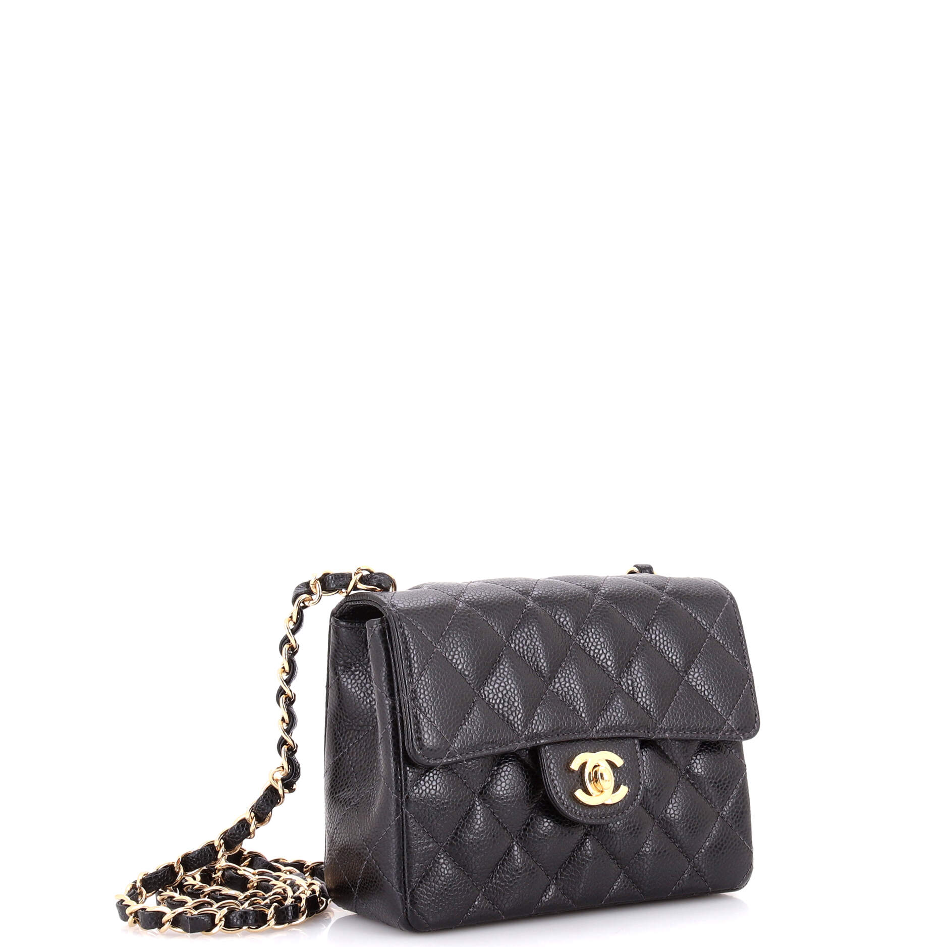 Vintage Square Classic Single Flap Bag Quilted Caviar Mini
