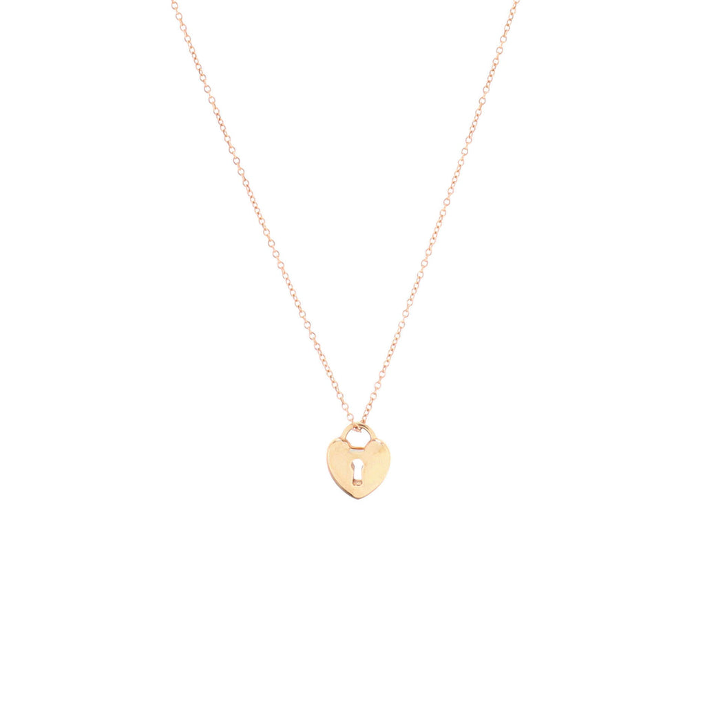 Heart Lock Pendant Necklace 18K Rose Gold