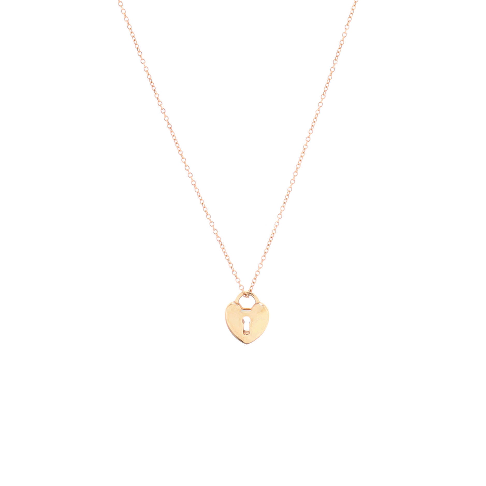 Heart Lock Pendant Necklace 18K Rose Gold