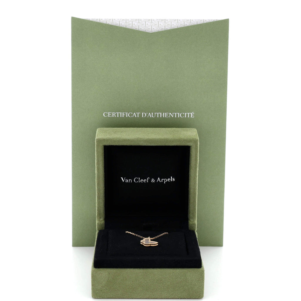 Sweet Alhambra Butterfly Pendant Necklace 18K Yellow Gold and Mother of Pearl