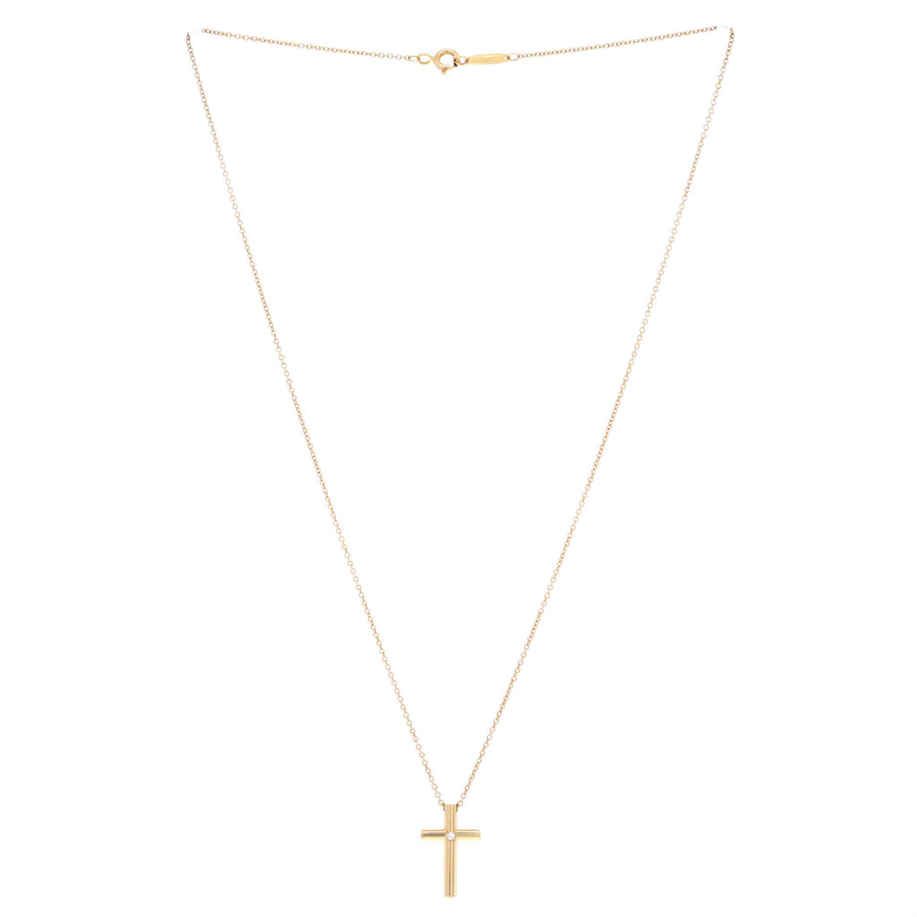 Cross Pendant Necklace 18K Yellow Gold with Diamond