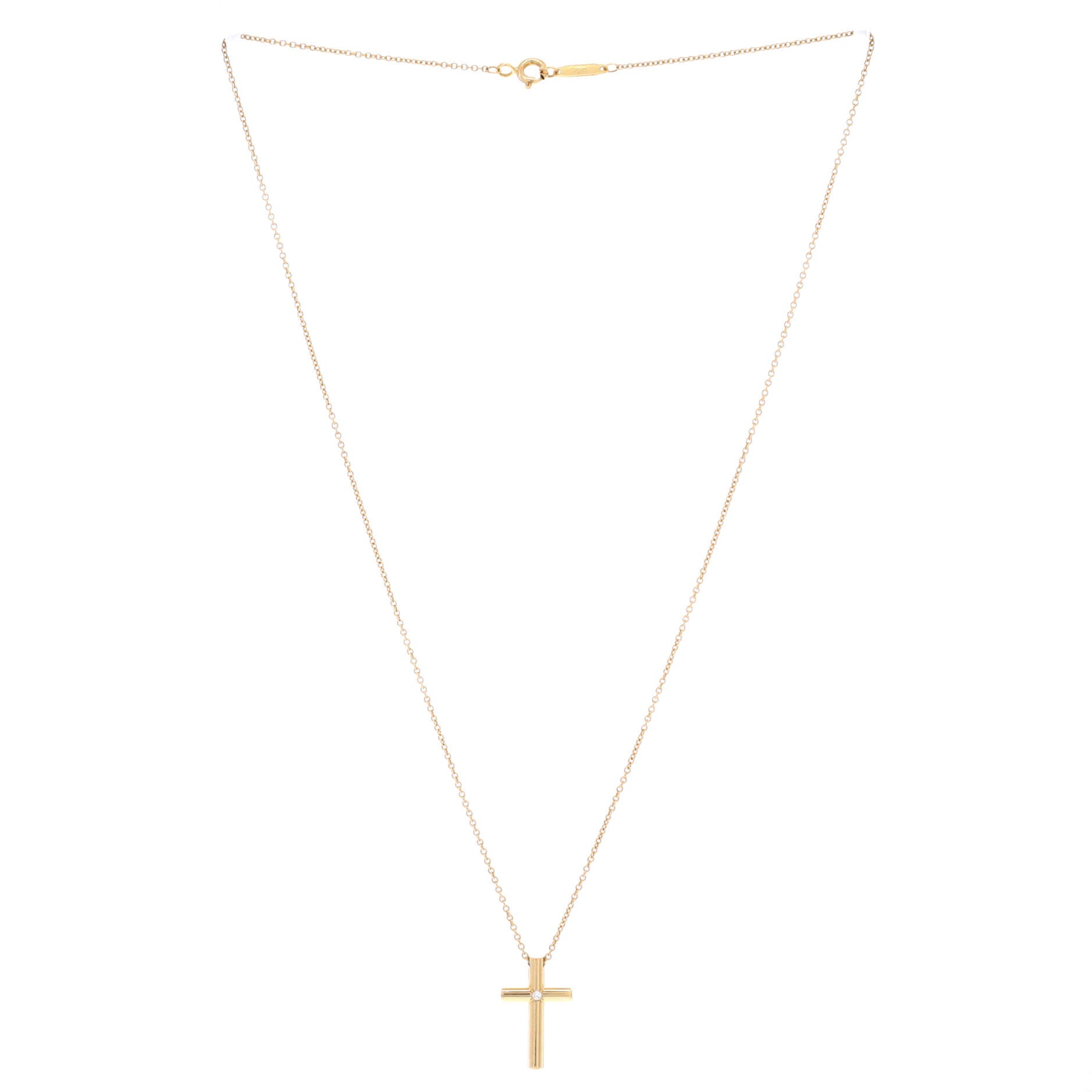Cross Pendant Necklace 18K Yellow Gold with Diamond