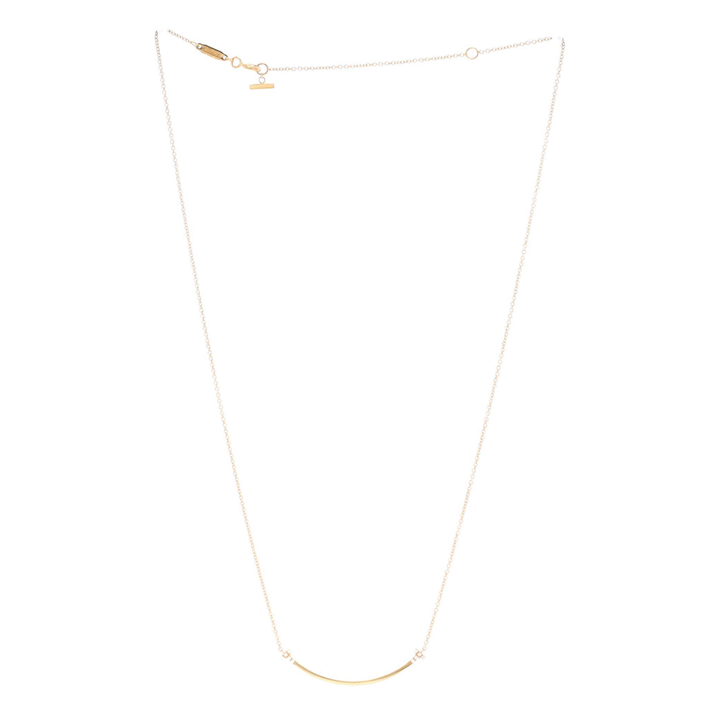 T Smile Pendant Necklace 18K Yellow Gold with Diamonds Small