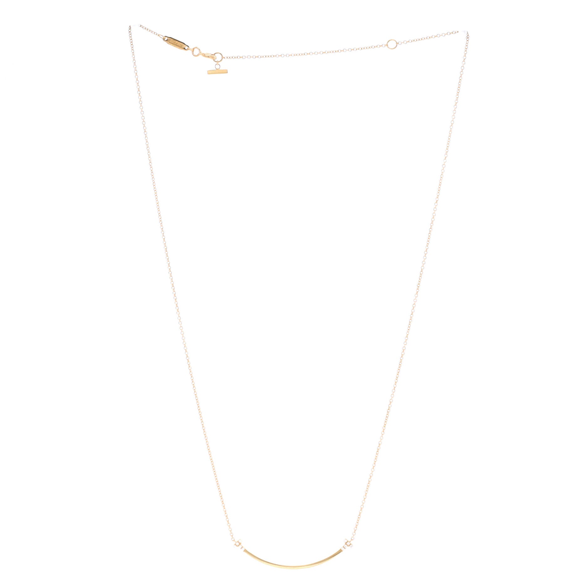 T Smile Pendant Necklace 18K Yellow Gold with Diamonds Small