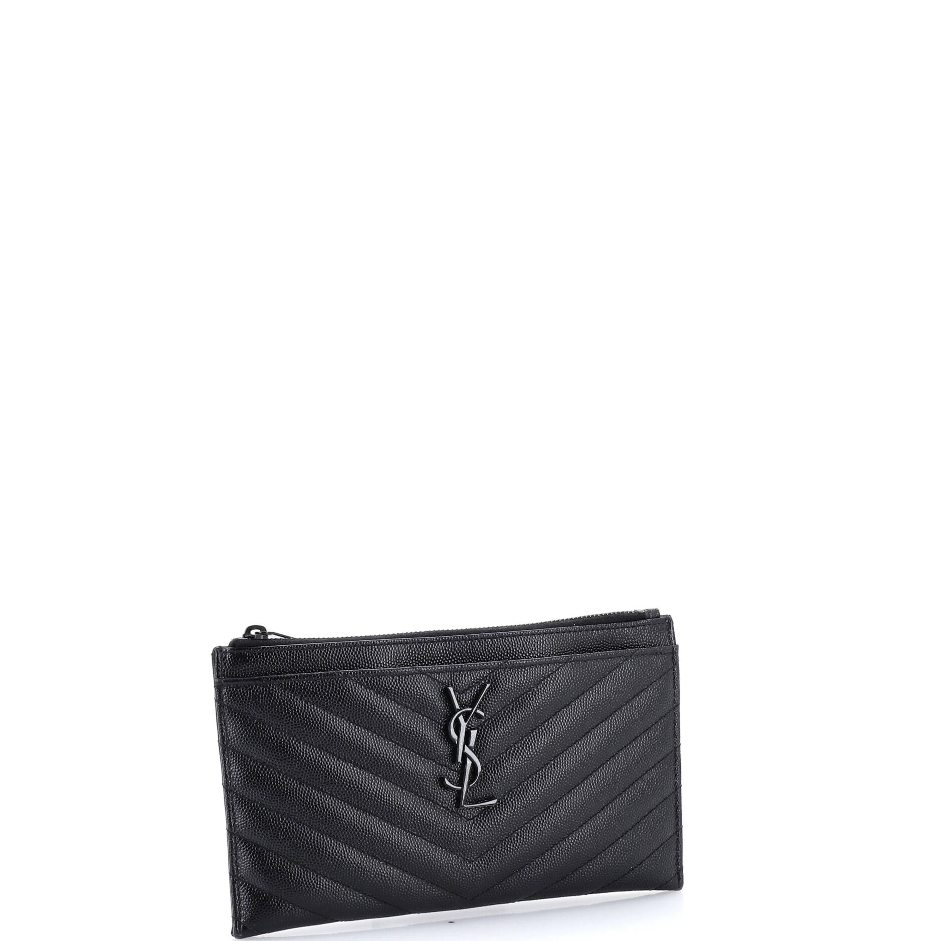 Classic Monogram Zip Bill Pouch Matelasse Chevron Leather Medium