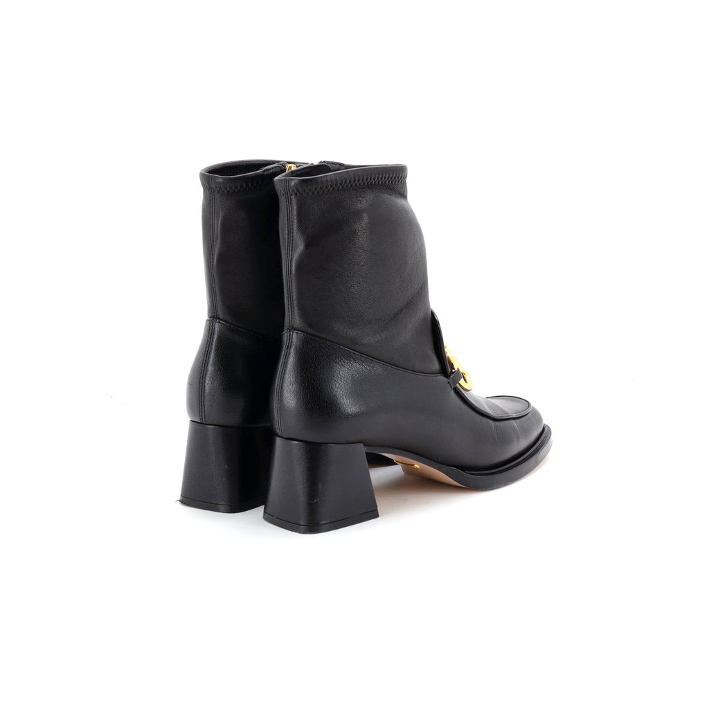 Women's Horsebit Sock Ankle Boots Leather