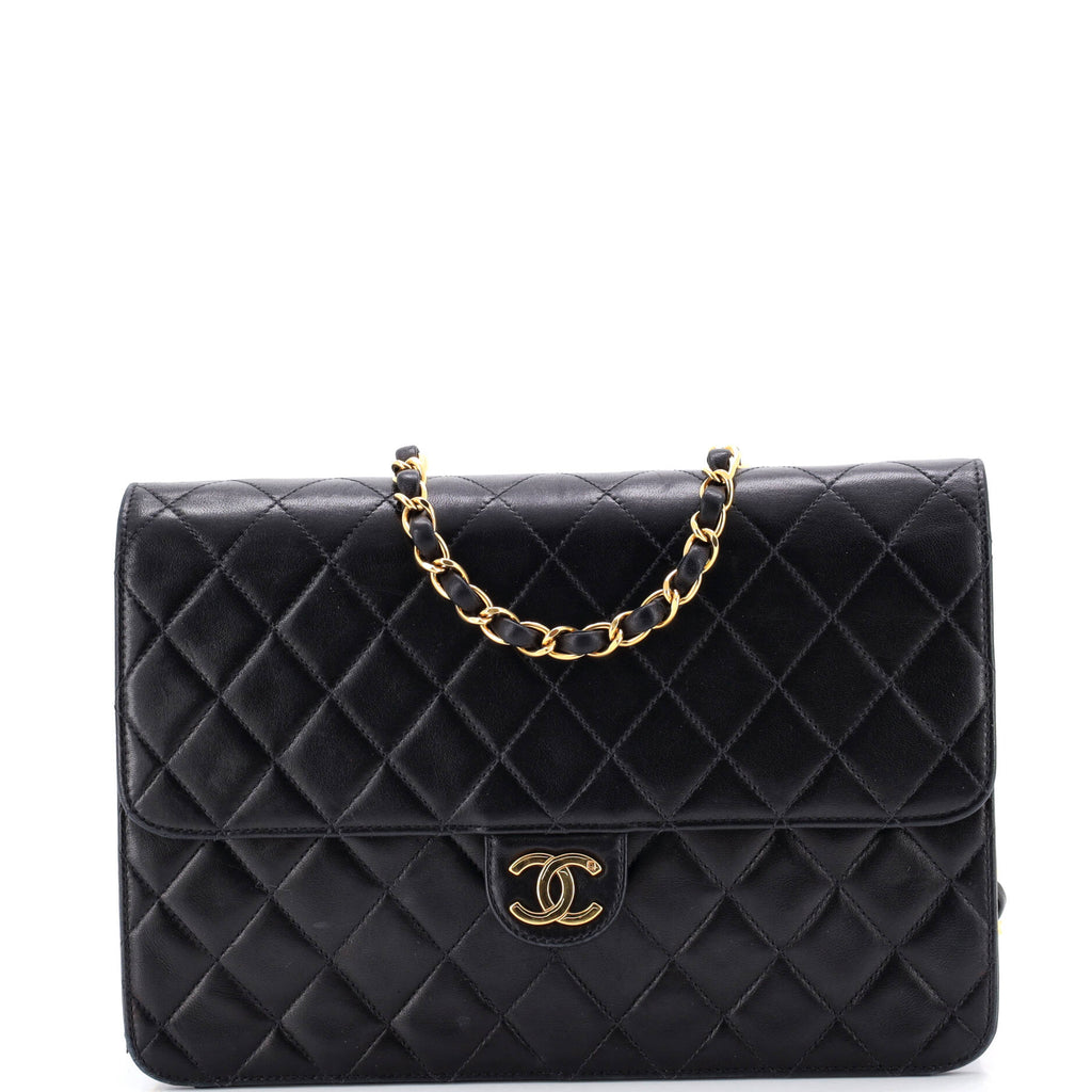 Vintage Clutch with Chain Quilted Leather Medium