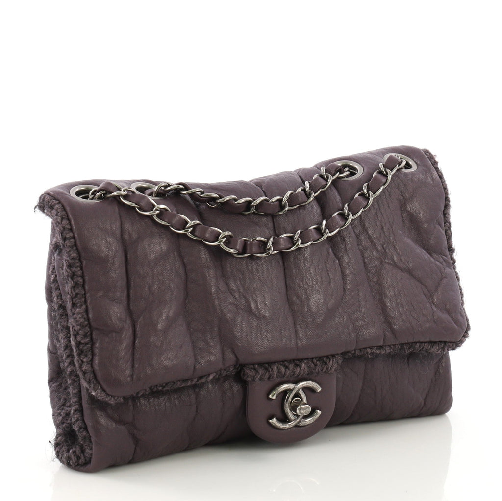 Chic Knit Flap Bag Sheepskin and Wool Mini