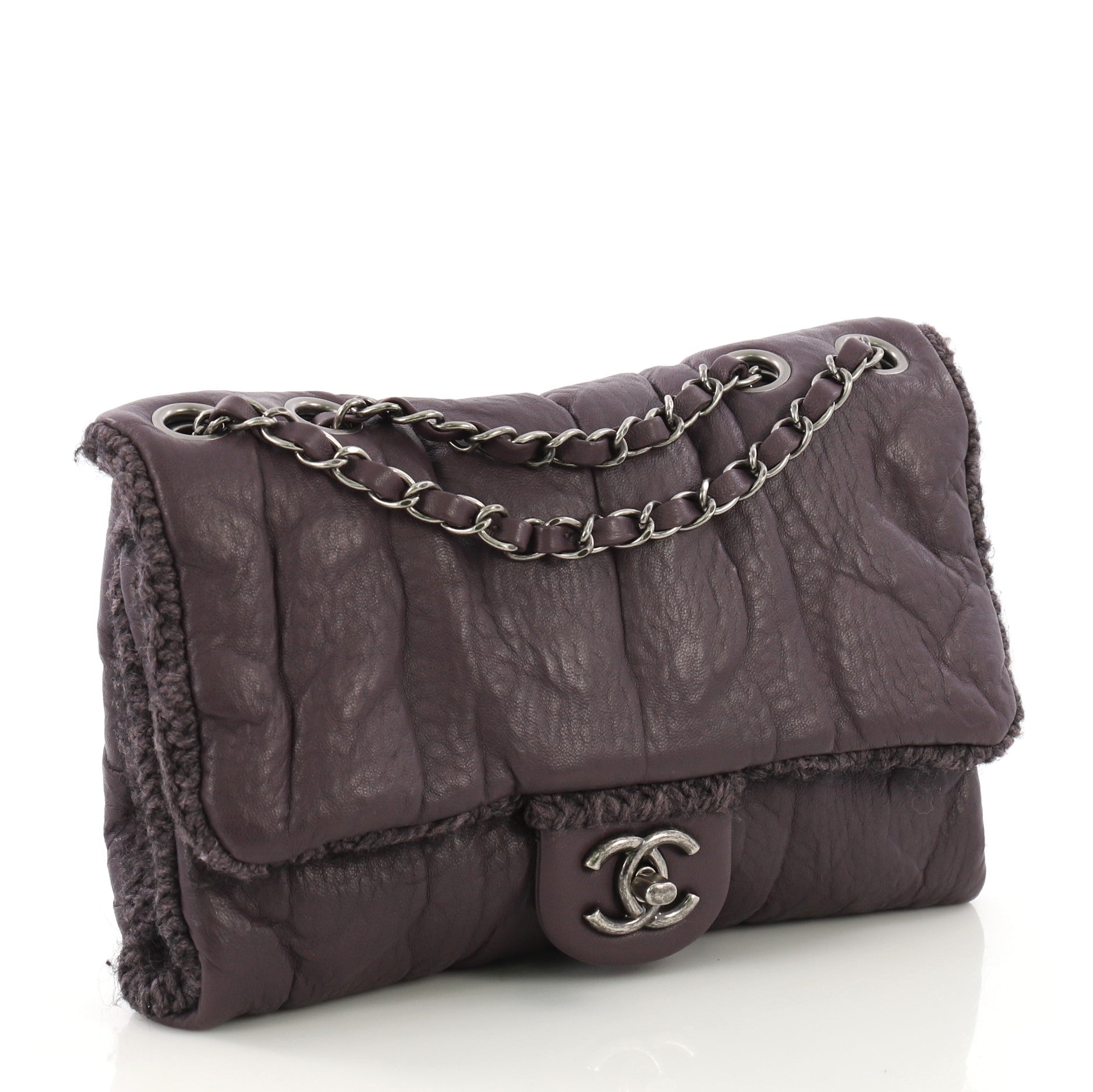 Chic Knit Flap Bag Sheepskin and Wool Mini