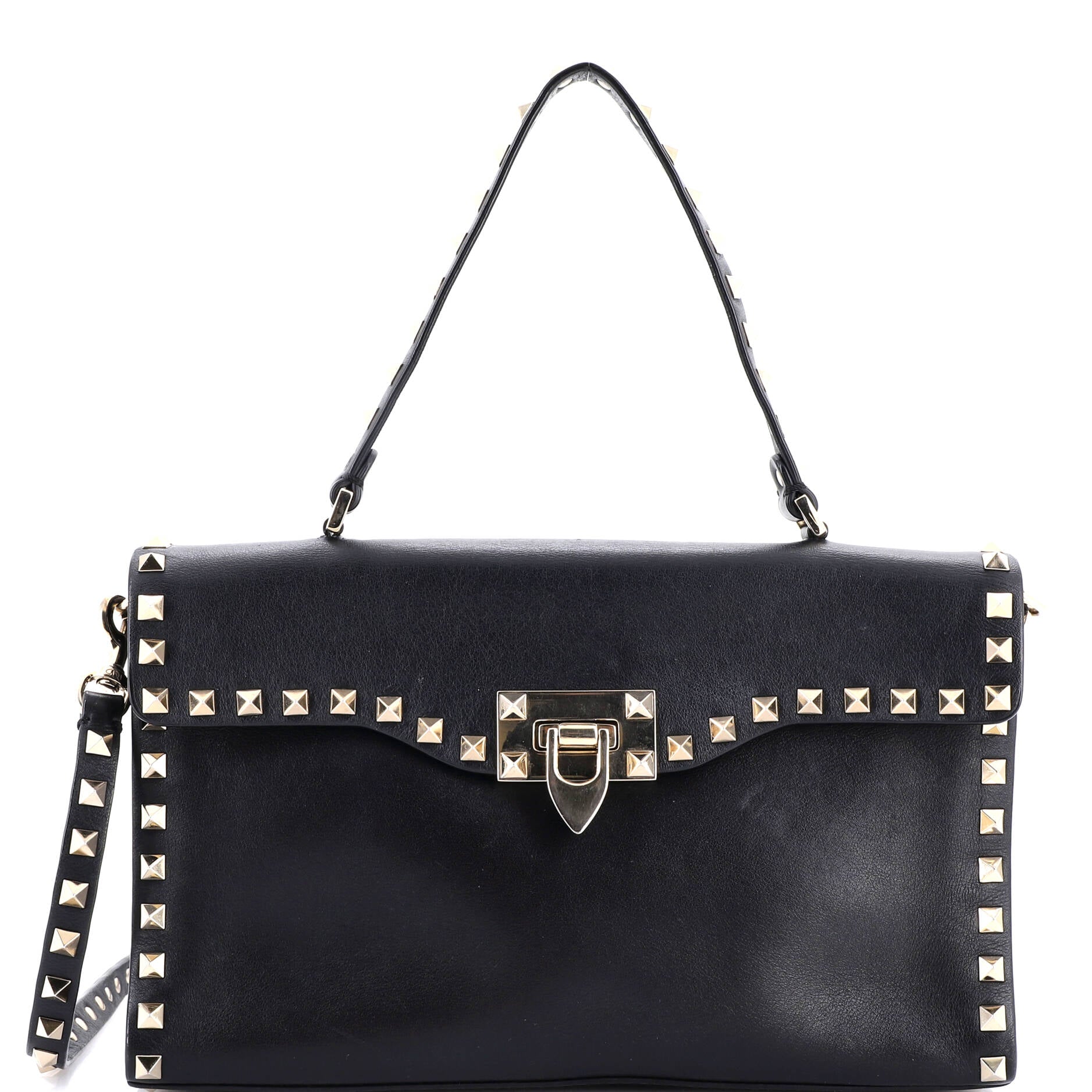 Rockstud Flip Lock Flap Bag Leather Large
