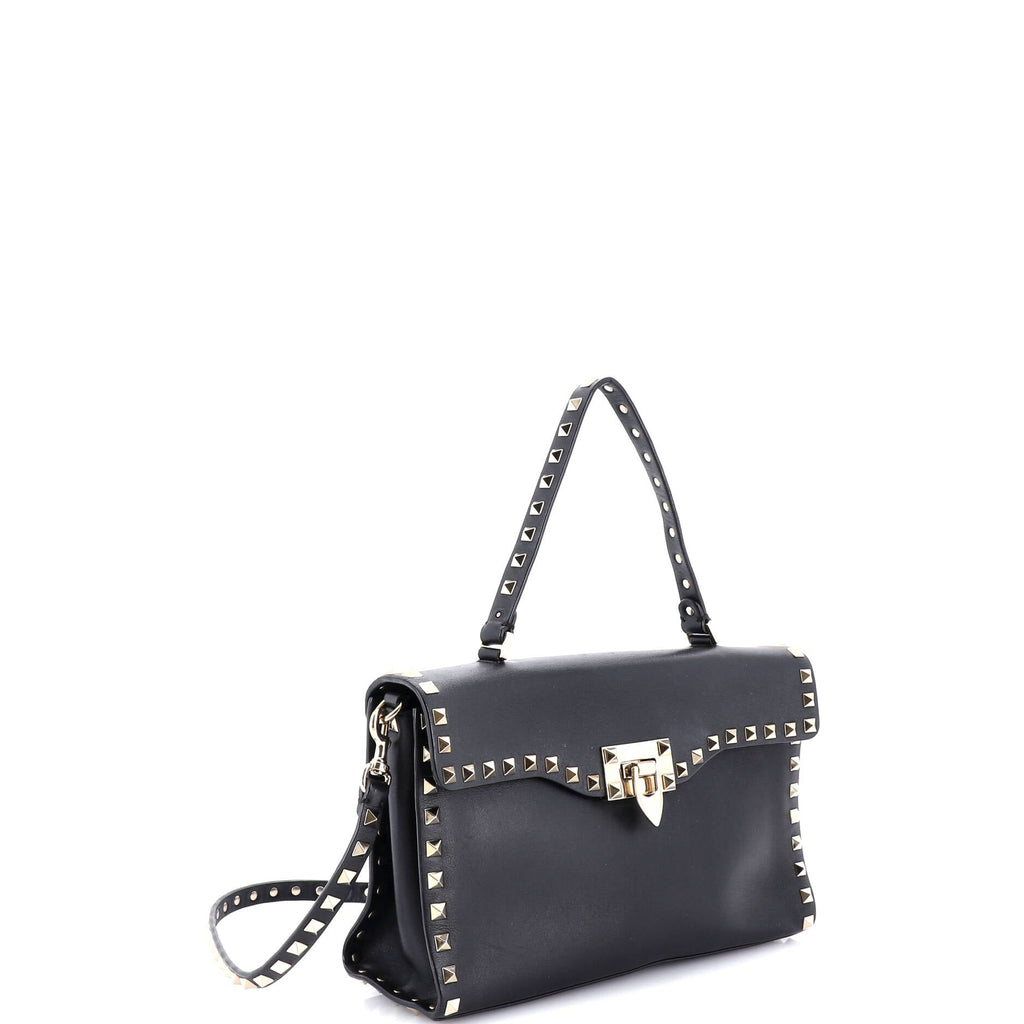 Rockstud Flip Lock Flap Bag Leather Large