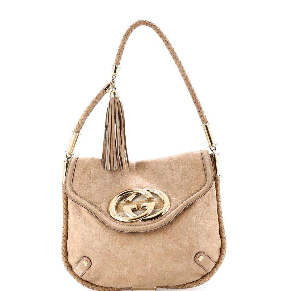 Britt Tassel Flap Bag Guccissima Leather Medium