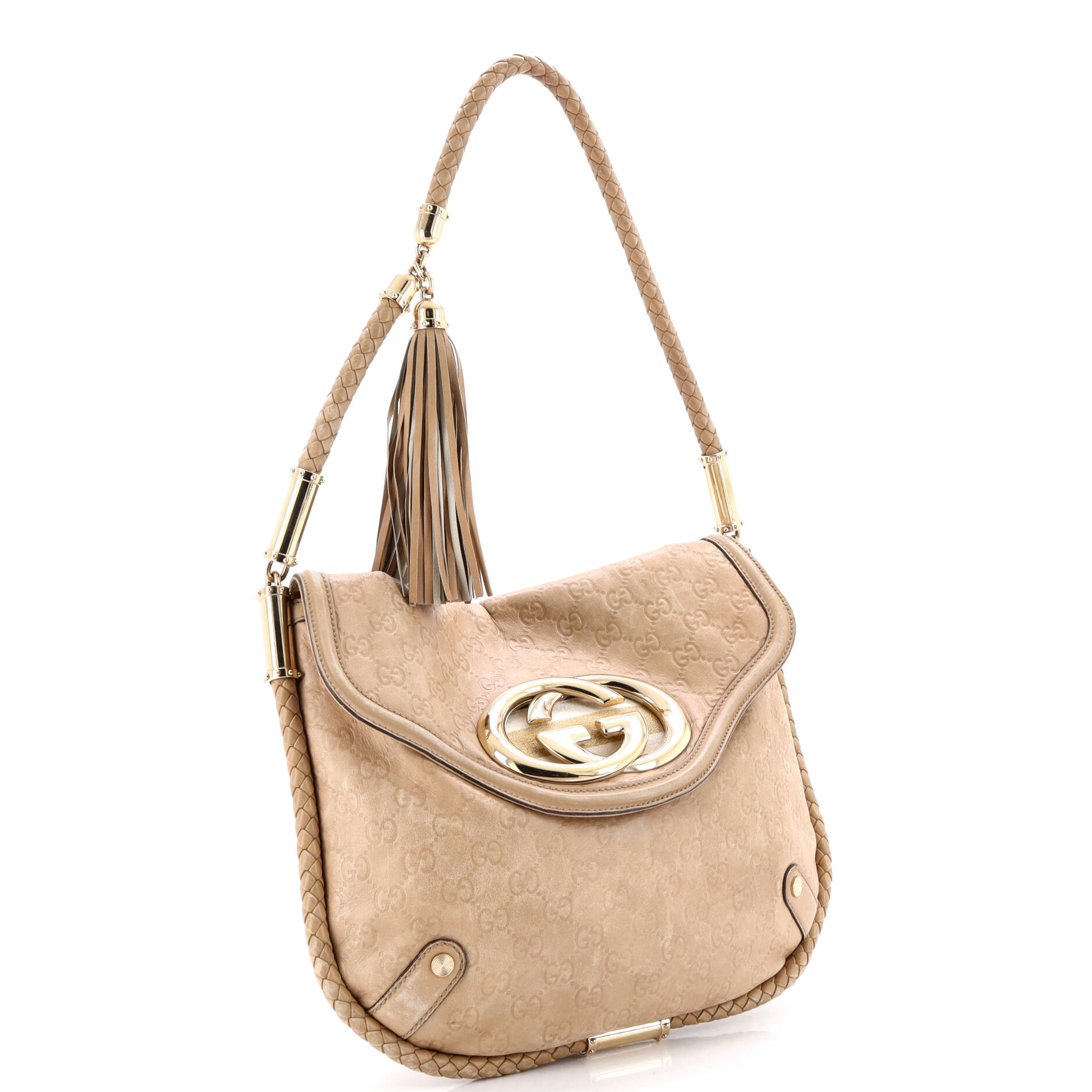 Britt Tassel Flap Bag Guccissima Leather Medium
