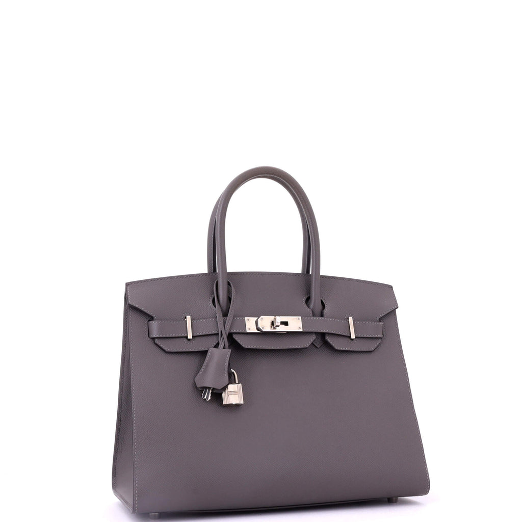Birkin Sellier Bag Grey Epsom with Palladium Hardware 30