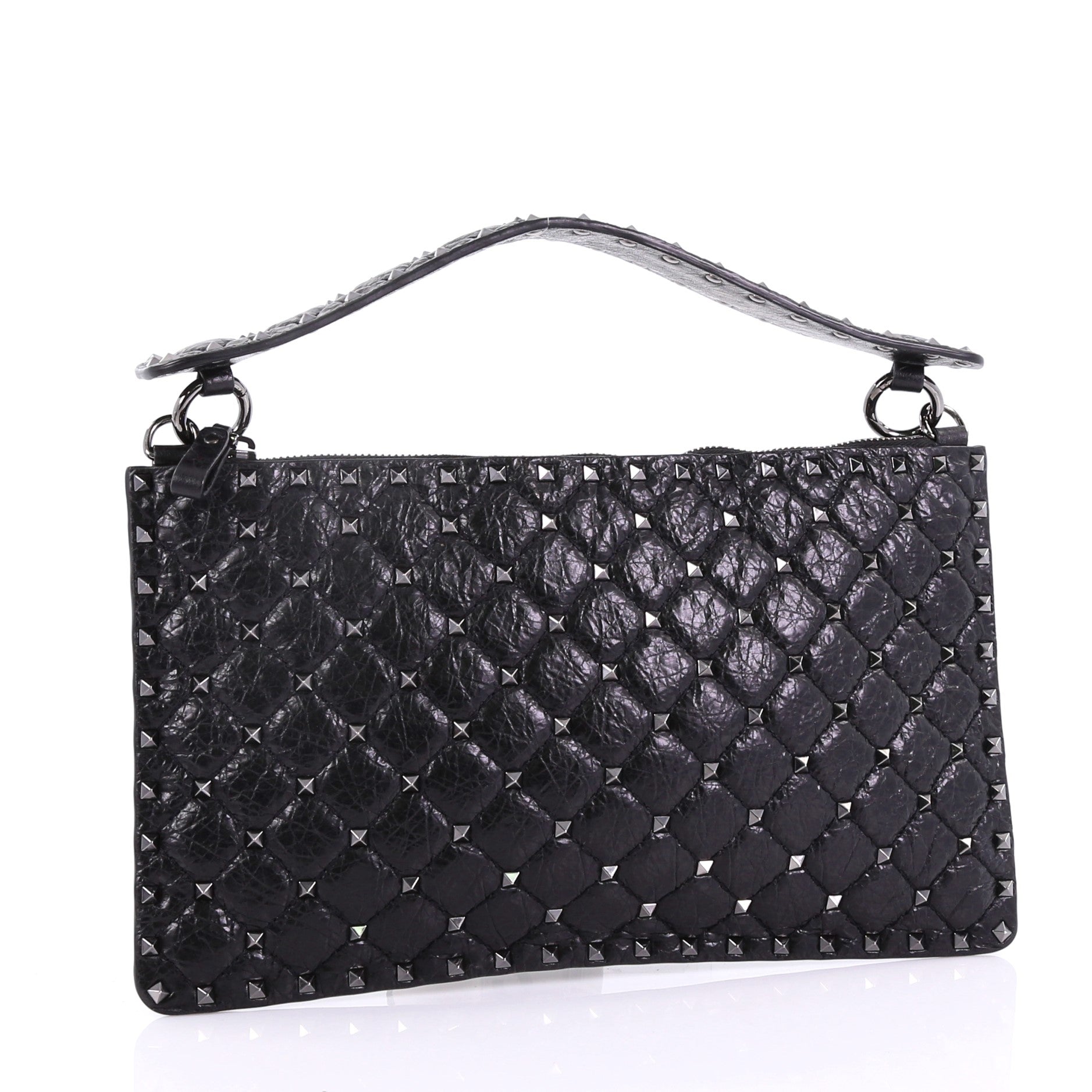 Rockstud Spike Clutch Quilted Leather
