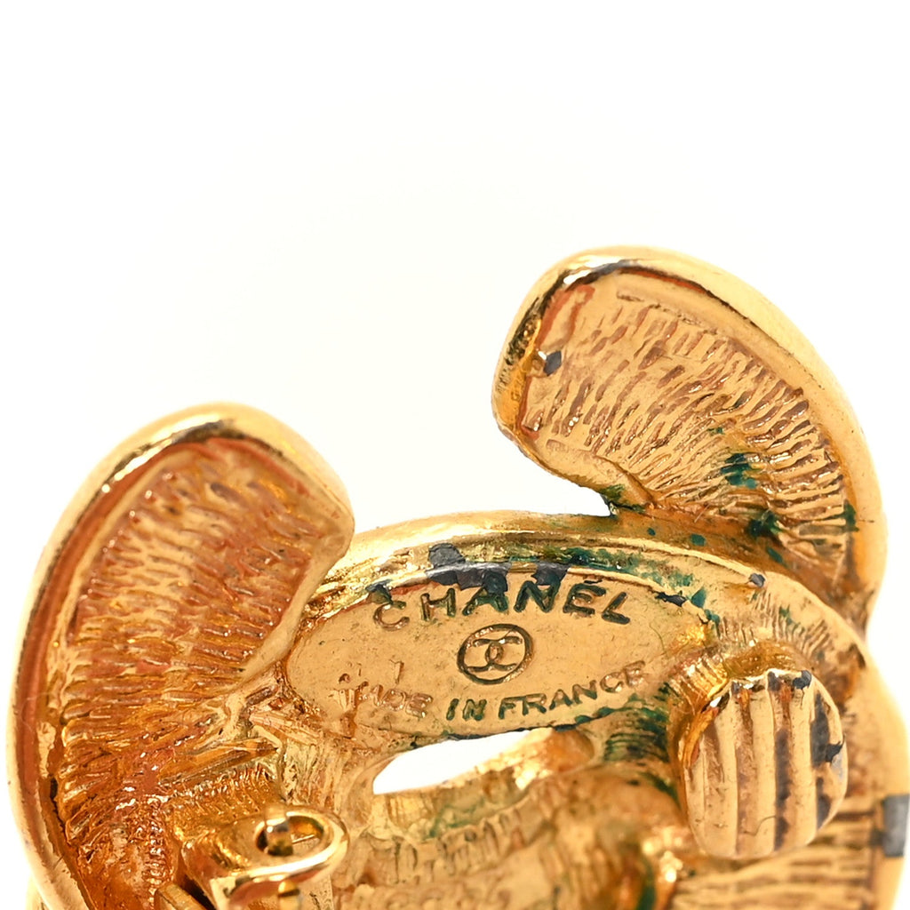 Quilted CC Clip On Earrings Gold
