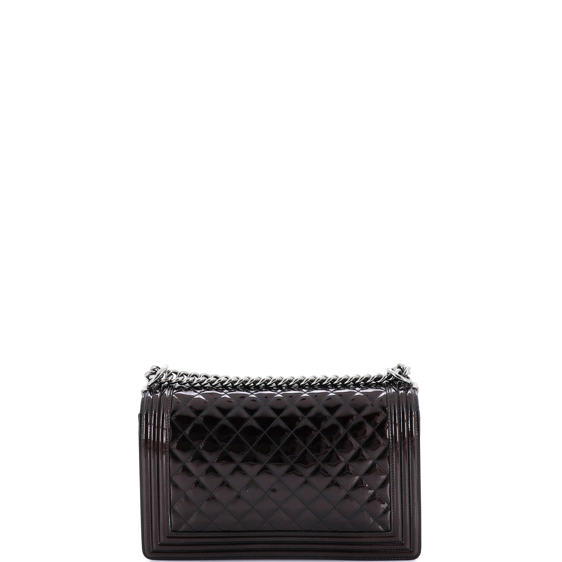 Boy Flap Bag Quilted Patent New Medium
