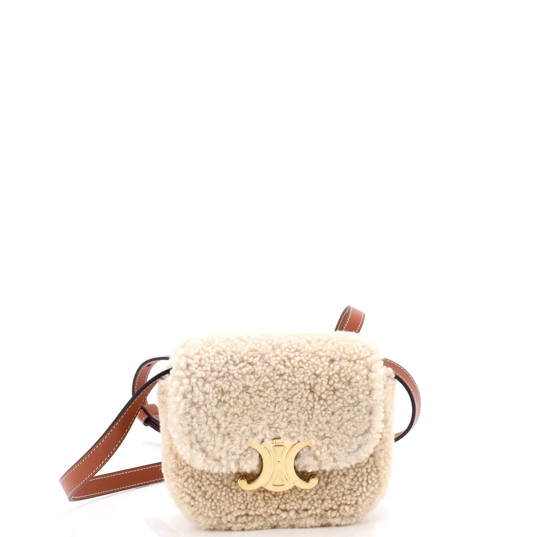Triomphe Shoulder Bag Shearling Mini