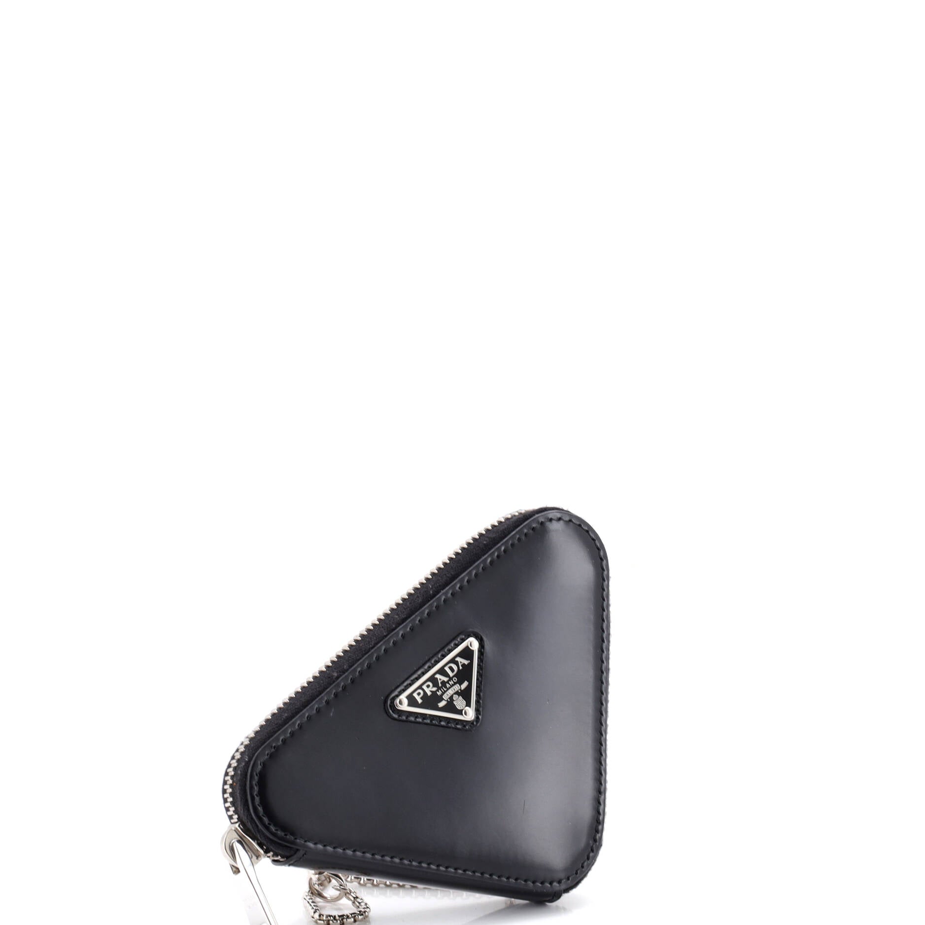 Triangle Pouch Bag with Chain Brushed Leather Mini
