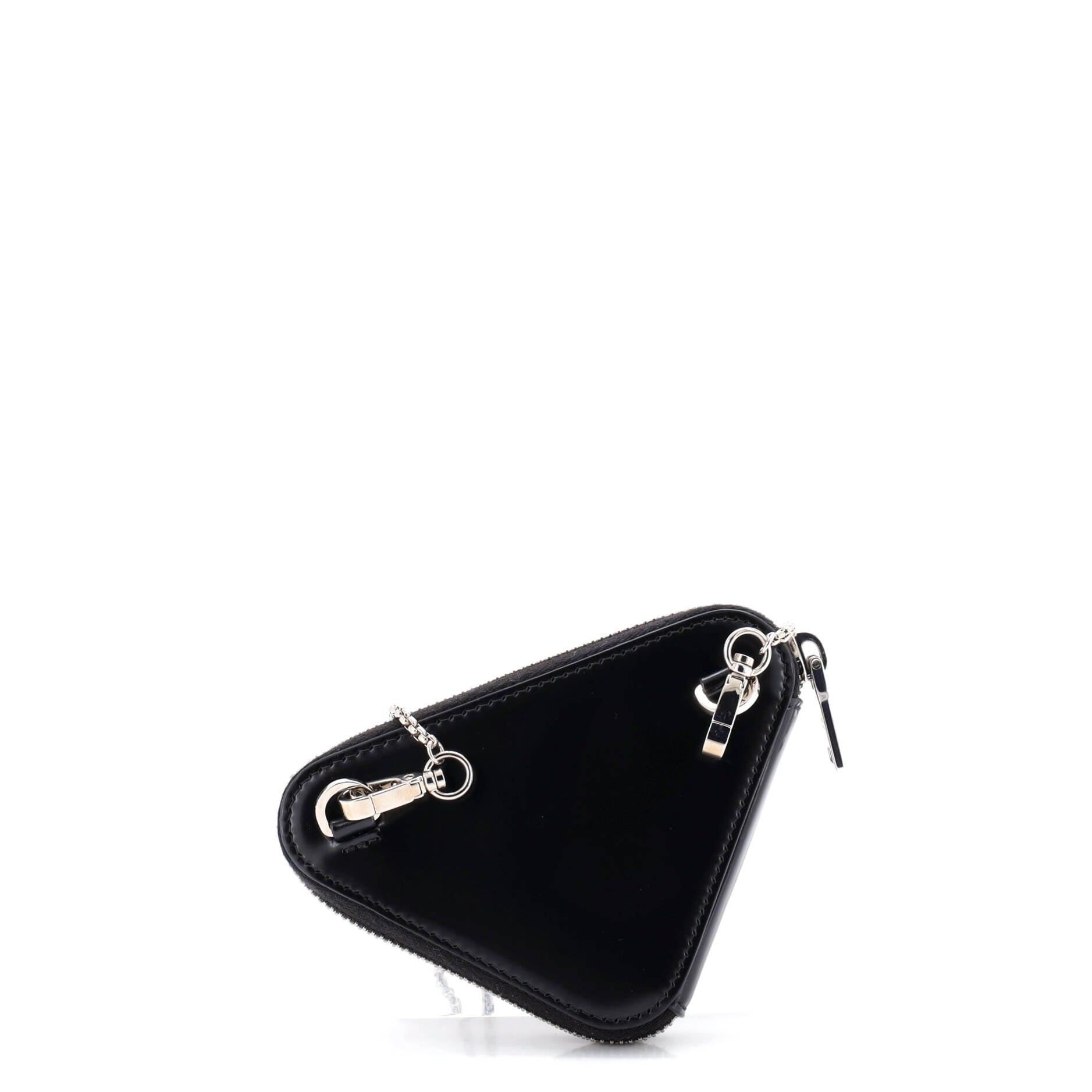 Triangle Pouch Bag with Chain Brushed Leather Mini