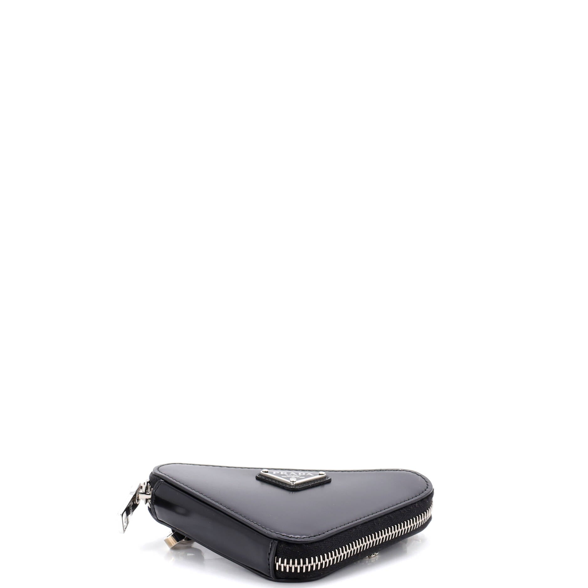 Triangle Pouch Bag with Chain Brushed Leather Mini