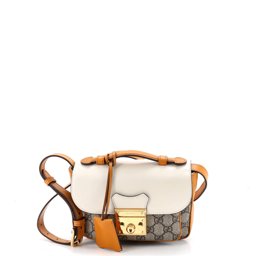 Padlock Front Pocket Flap Shoulder Bag GG Coated Canvas and Leather Mini